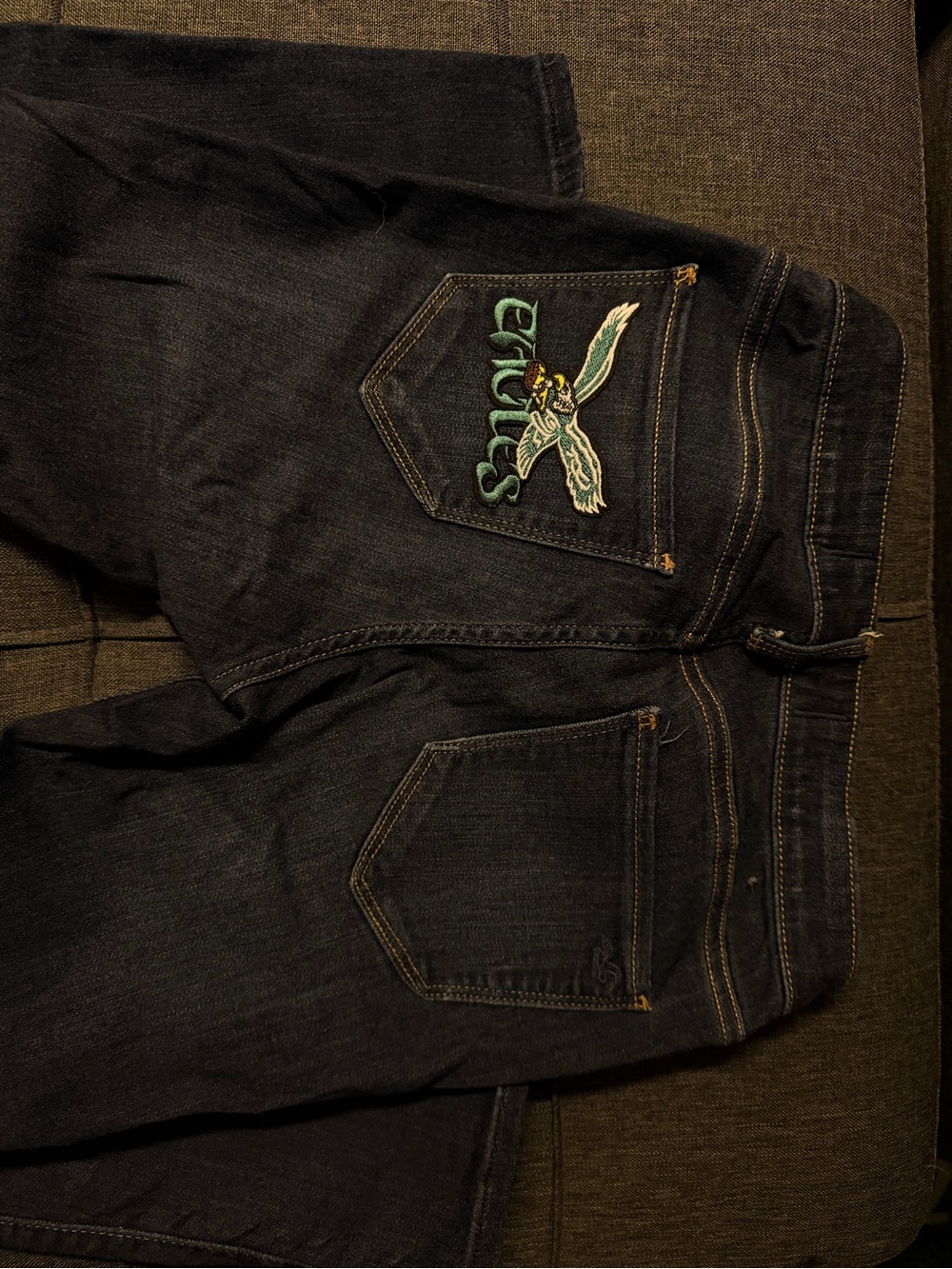 Hollister Dark Blue Skinny Jeans with Philadelphia Eagles patch.